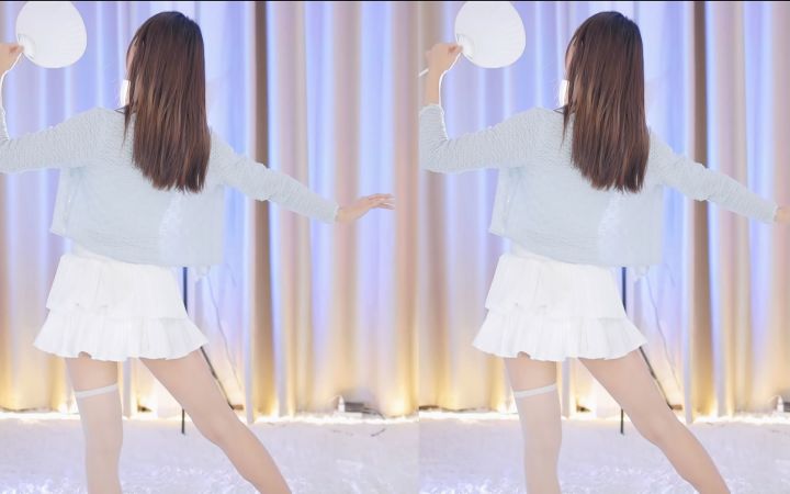 【鱼子酱】《千里邀月》白色常服套装 直播跳舞录屏截图