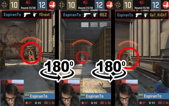 【CSGO】当职业哥旋转180度击杀时！截图