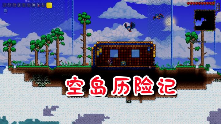 泰拉瑞亚10：空岛奇遇记，多米被五彩鸟狂追找到了绝世神器截图
