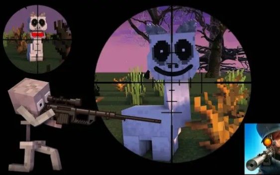 怪物学院第1742集丨kill the smile cat &Sniper 3D Gun shooter Challenge丨我的世界动画截图