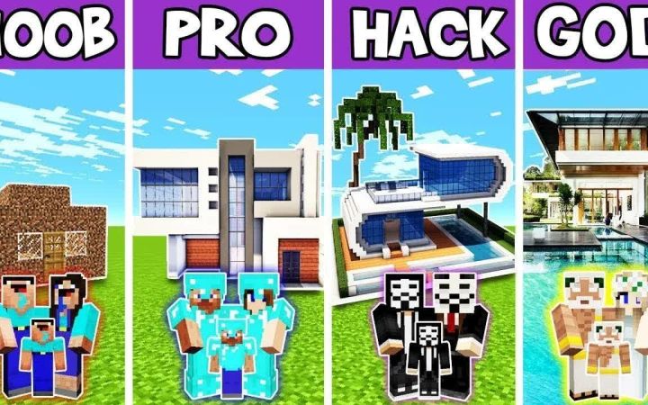 【搬运】Minecraft：简单的现代房屋建造挑战--新手VS专家VS黑客VS上帝 by Noobas - Minecraft截图