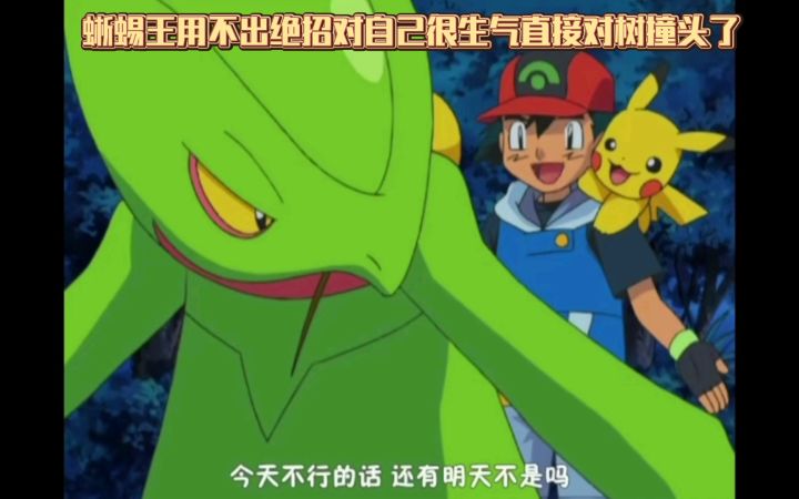 精灵宝可梦 蜥蜴王用不出绝招对自己很生气直接对树撞头了截图