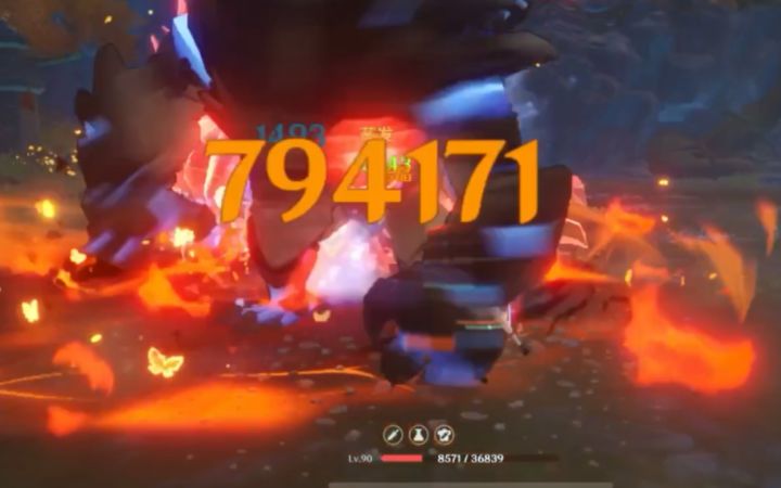 【原神】世界8胡桃一Q秒杀古岩龙蜥截图