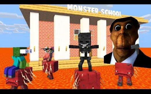 怪物学院第1807集丨obunga Face floor is lava Challenge丨我的世界动画截图