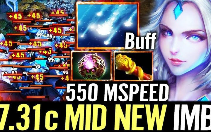 Tundra.Nine中单冰女，跳刀飞鞋＋金箍棒玲珑心，550移速320范围伤害【DOTA2水晶室女】[7.31c]截图