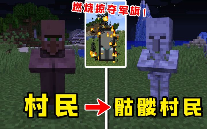 我的世界:燃烧掠夺军旗,召唤大军,囚禁骷髅村民!截图