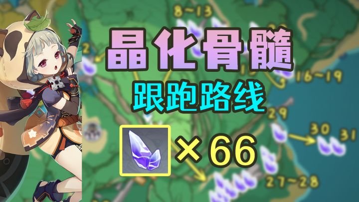 【原神】超贴心!66个晶化骨髓采集路线~一起来迎接早柚小可爱吧截图