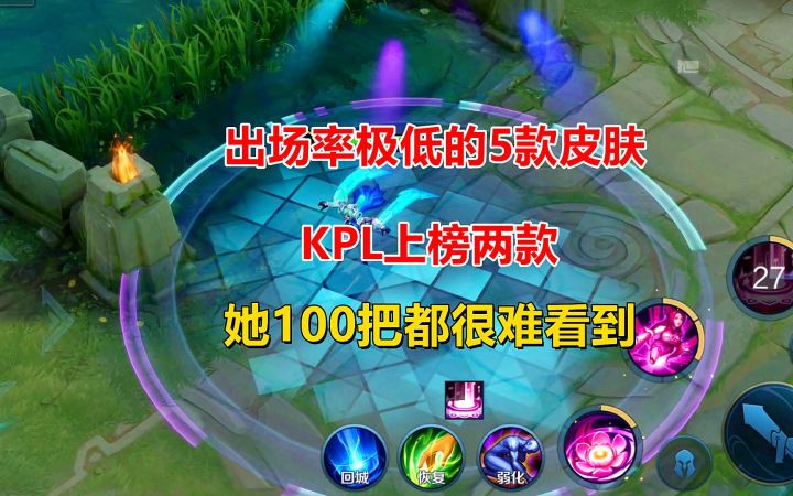 出场率极低的5款皮肤,KPL上榜两款,她100把都很难看到!截图