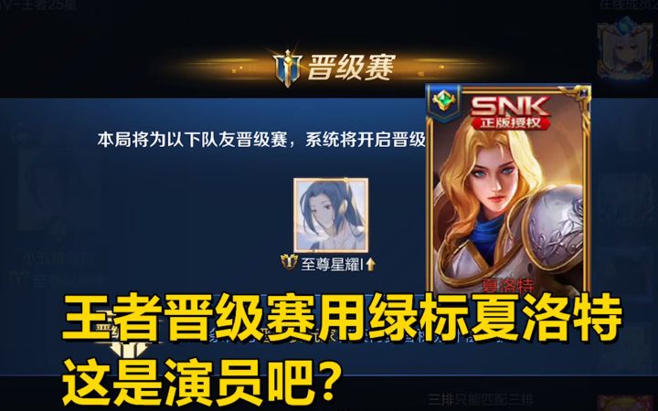 王者晋级赛用绿标夏洛特，这是演员吧？截图