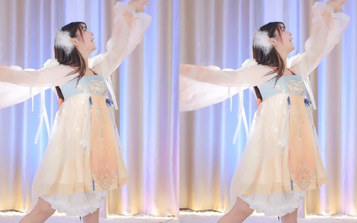 【鱼子酱】《桃花笑》国风汉服套装 直播跳舞录屏截图