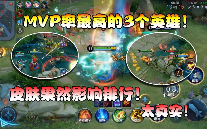 菜小鸟:MVP率最高的3个英雄!皮肤果然影响排行,太真实!截图