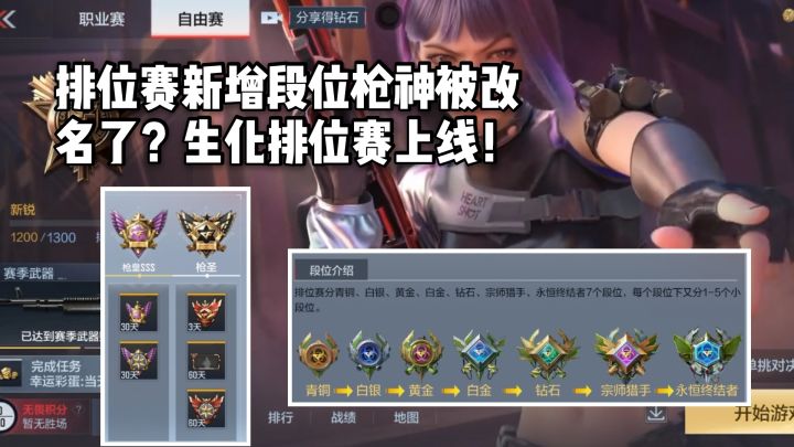 CF手游柿子：排位赛新增段位枪神被改名了？生化排位赛上线！截图