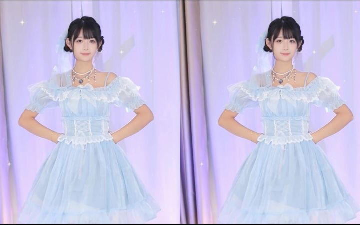【鱼子酱】《恋爱循环》蓝色公主裙版 直播跳舞录屏截图