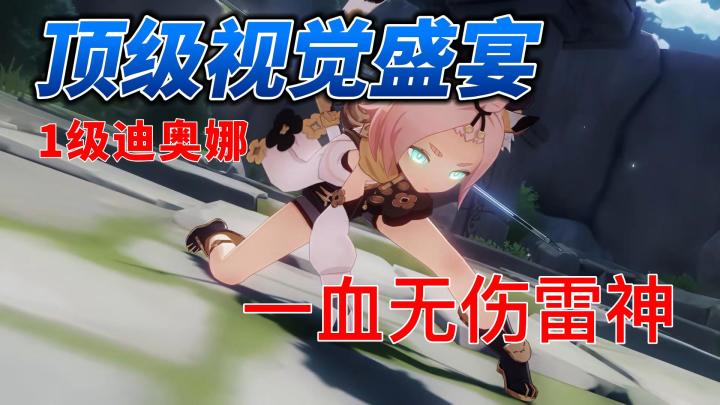 【原神】顶级视觉盛宴，迪奥娜一血无伤雷神截图