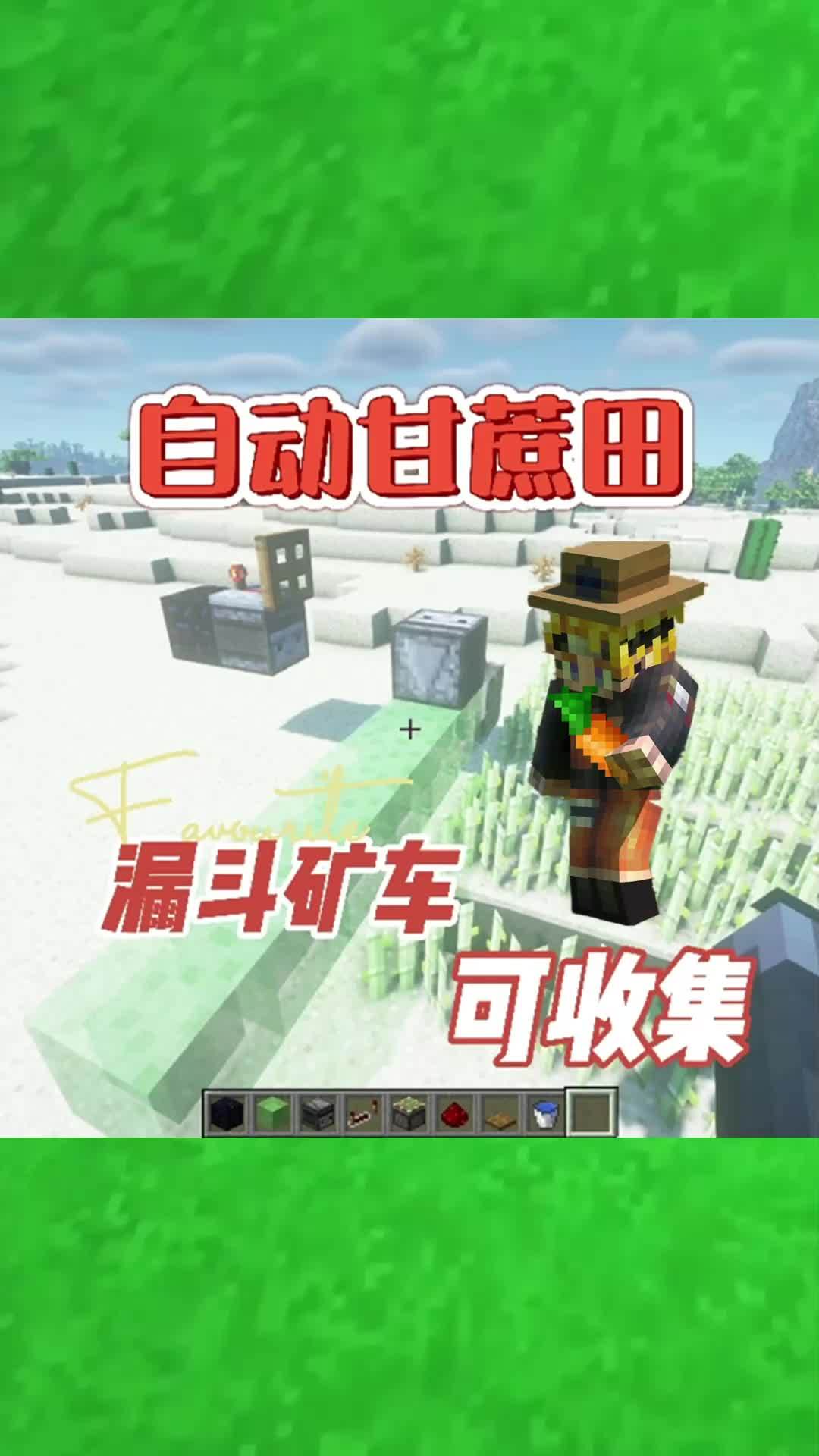 #我的世界大佬俱乐部 自动甘蔗田，可用漏斗矿车收集！#红石速建截图