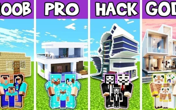 【搬运】我的世界:好莱坞大厦建造挑战 - 新手VS高手VS黑客VS上帝 by Noobas - Minecraft截图
