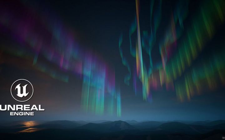 虚幻引擎5.1 Niagara 教程中的北极光效果截图