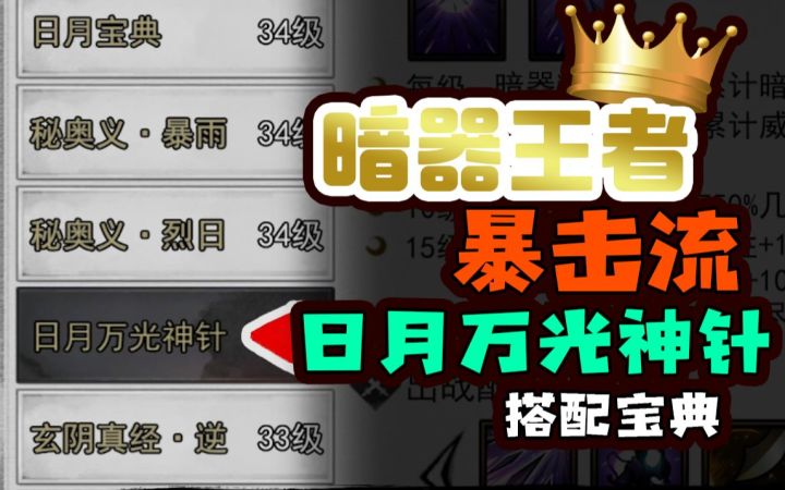 【我的侠客】暴击流日月万光神针搭配攻略，这就是暗器王者截图