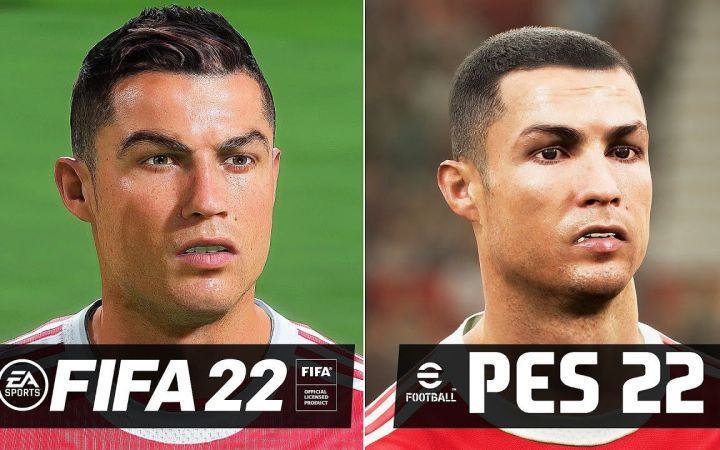 FIFA 22 vs Efootball 2022 曼联足球俱乐部球员面孔对比截图