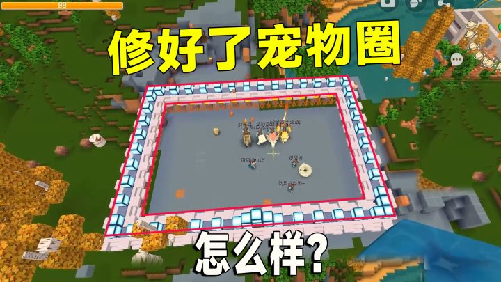 迷你世界:带粉生存32,宠物的房子修好了,坐等各种坐骑入住截图