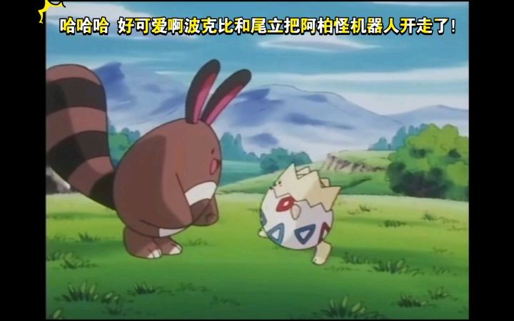 精灵宝可梦 哈哈哈 好可爱啊波克比和尾立把阿柏怪机器人开走了截图
