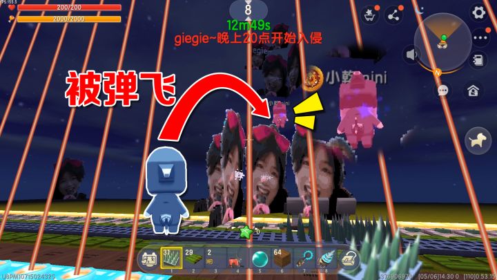 迷你世界：小表弟别在giegie面前嘲讽，小表弟不听，结果被弹飞了截图
