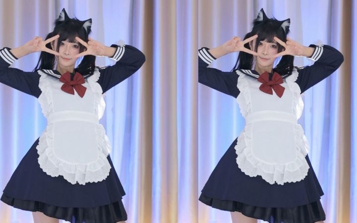 【鱼子酱】《Bunny》黑色猫耳女仆套装 直播跳舞录屏截图