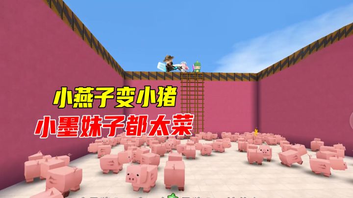 迷你世界:看谁当猪最成功,小墨妹子都太菜,小燕子坚持的最久截图