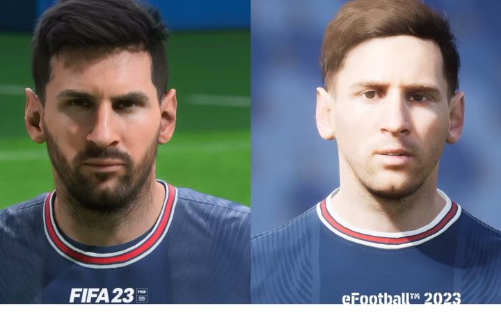 fifa23 VS efootball2023 球员面补对比截图
