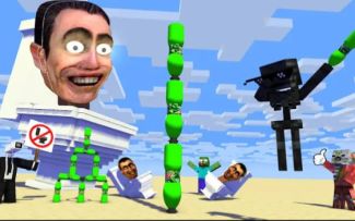 MC怪物学院动画丨巨型马桶人厕所和监控人翻瓶挑战赛丨我的世界动画