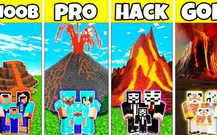 【搬运】Minecraft:家庭火山房基地建造挑战赛--新手VS高手VS黑客VS上帝 by Noobas - Minecraft截图