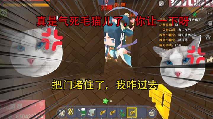 迷你世界：真是气死毛猫儿了，你让一下呀，把门堵住了，我咋过去截图
