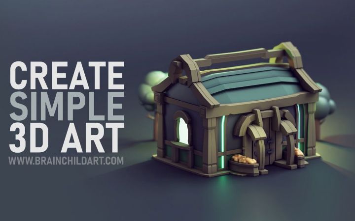 3D建模和渲染-使用Blender 3.5制作低多边形3D小屋截图