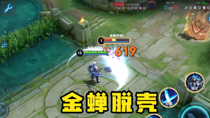 15级6神装的铠皇,面对1级的金蝉,只能打出619的伤害截图