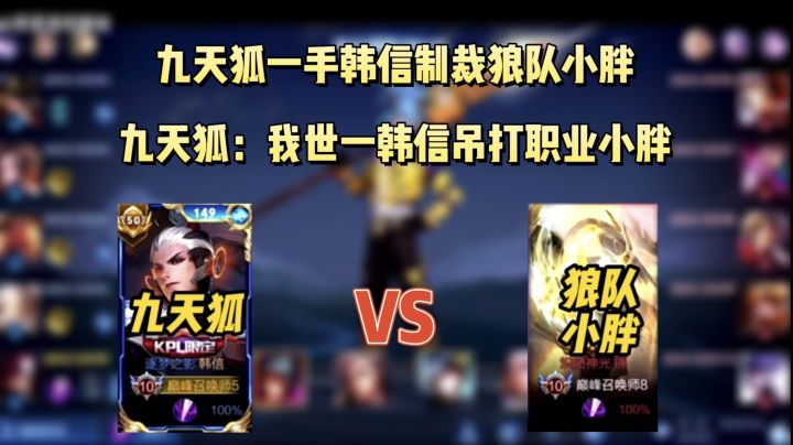 九天狐撞车狼队小胖，赛后直言：我世一韩信轻松吊打职业小胖截图
