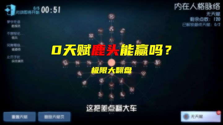 第五人格:鹿头0天赋能赢吗?四人开门战极限翻盘!截图