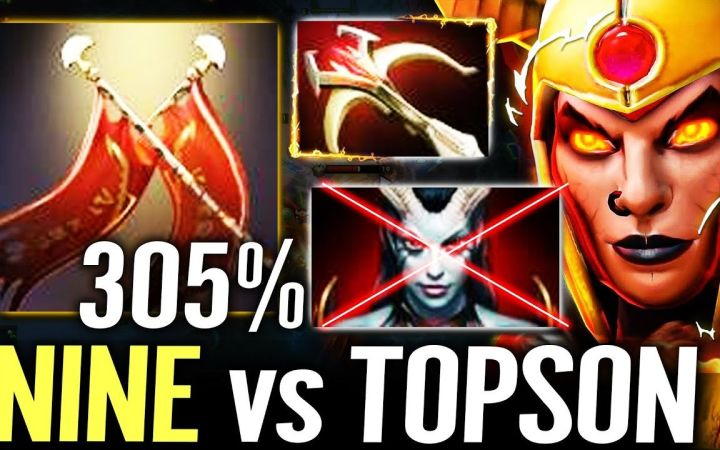 九神NINE中单军团 VS TOPSON女王!大炮+血棘打出超高暴击伤害【DOTA2】截图