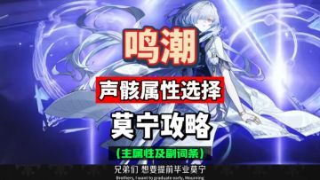 莫宁声骸词条选择，主属性防御共鸣效率，鸣潮3.0拉海洛攻略。