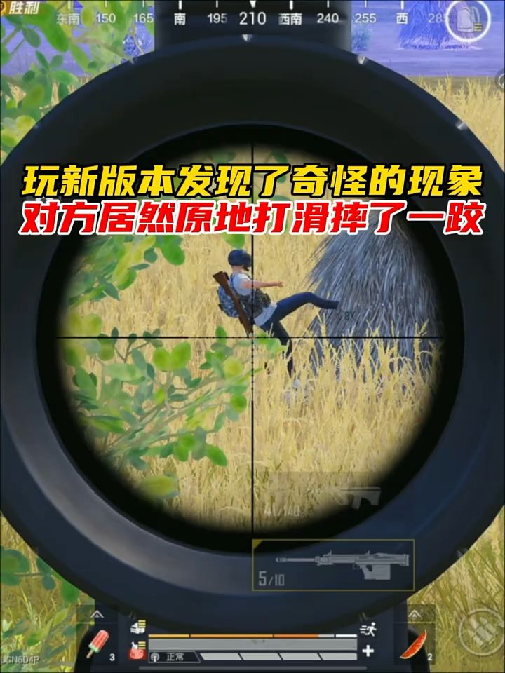 发现敌人躲在草堆后丢了一块西瓜皮,结果对面滑倒了截图