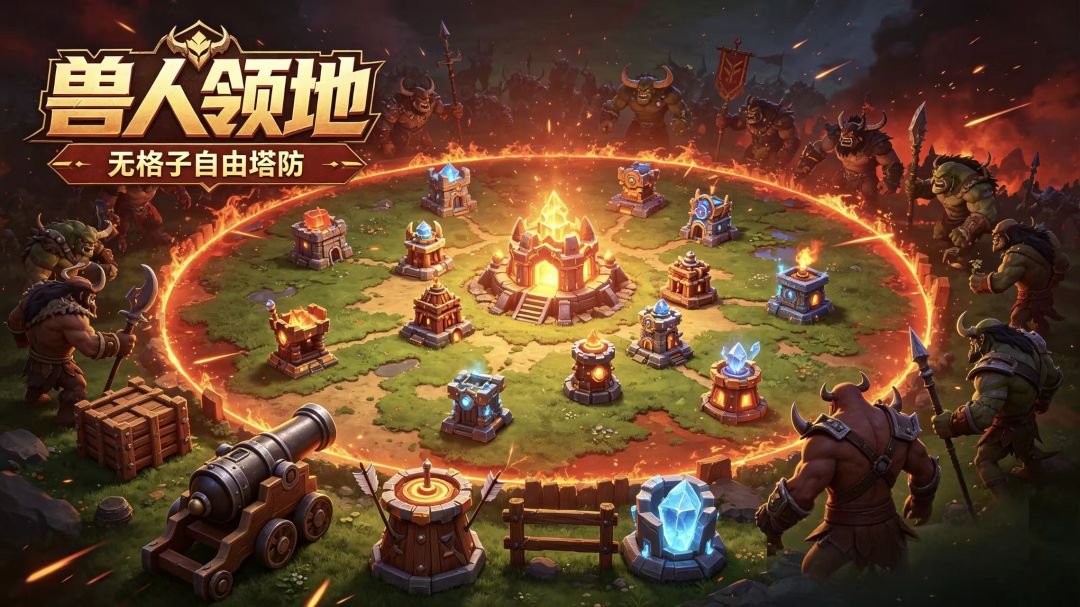 无格子自由塔防《兽人领地》零广告随便摆塔，四面守核心超解压！截图