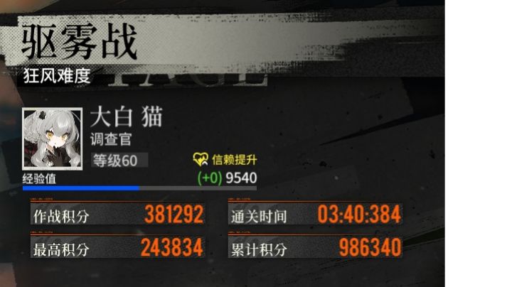 这算是个驱雾战的狂风难度攻略截图