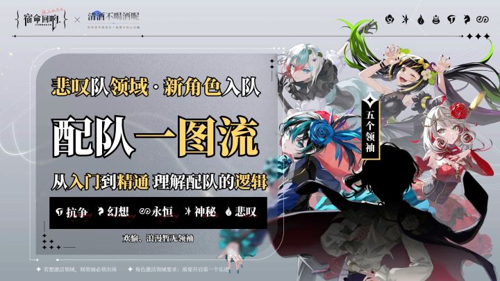 宿命回响一图流阵营配队/悲叹队领域 · 新角色入队唐·乔望尼/官方送的限定/从入门到精通/理解配队的逻辑/抗争队/幻想队/神秘队/永恒队/悲叹队/欢愉队/浪漫队截图