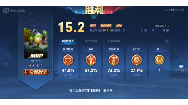 今年首个五杀，快乐的小卤蛋又回来了，体现了好队友的重要性。截图