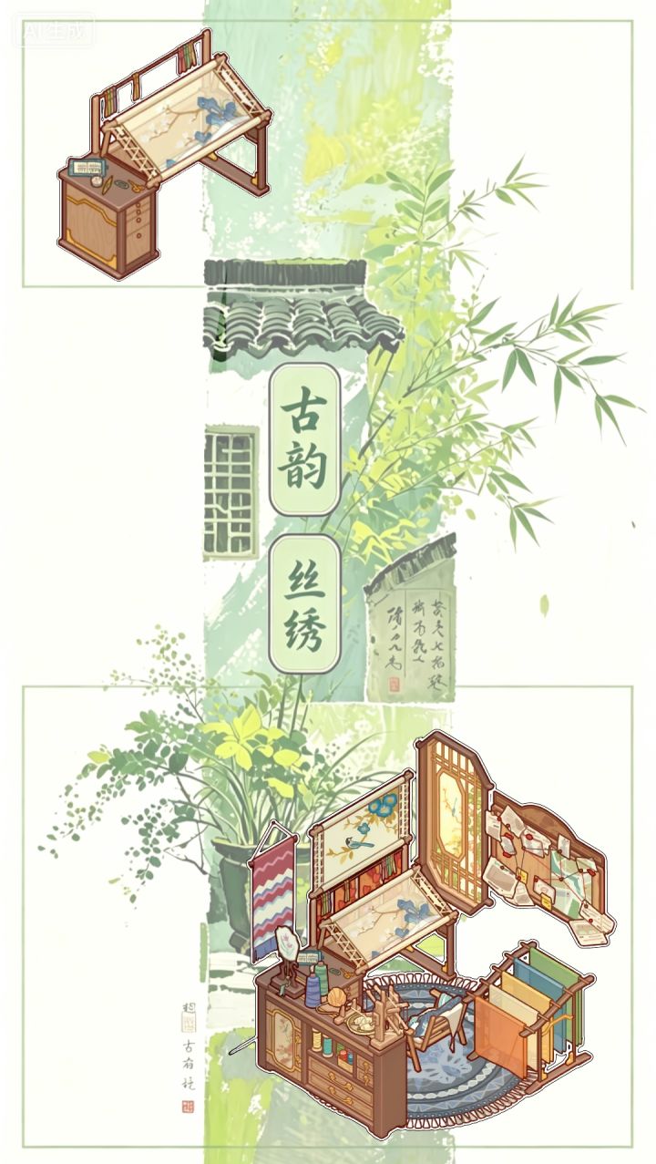 ◇竹下拈丝◇竹影婆娑,古檐静立。截图