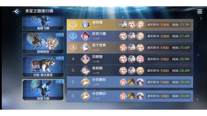 今日未定之路法队5100配队截图