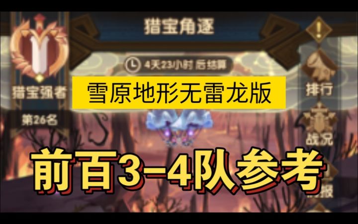 猎宝角逐雪原无雷龙前百3-4队参考截图