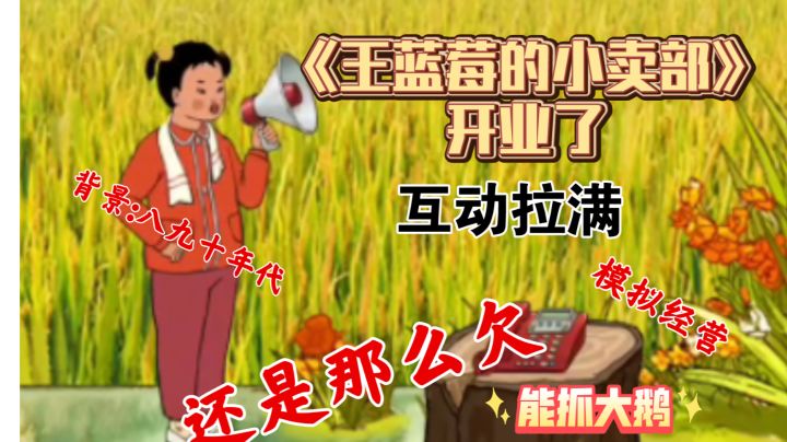 开家小卖部+王蓝莓宇宙,玩法不够互动来凑,各种与npc互动,玩法是次要的,主要能在游戏里抓大鹅,架火架火!截图