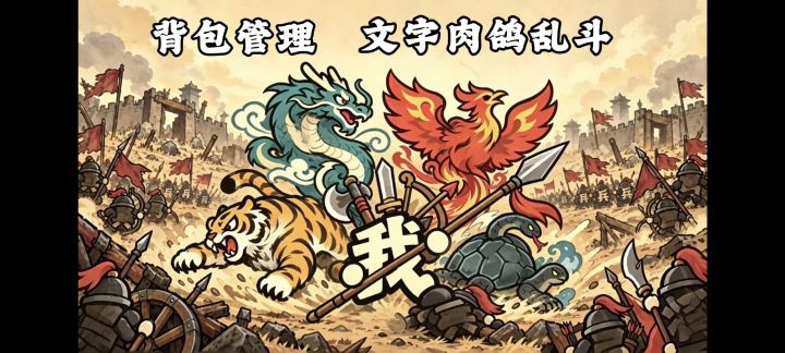 文字组词造武器，召唤四神兽❗背包管理极简风肉鸽生存❗截图