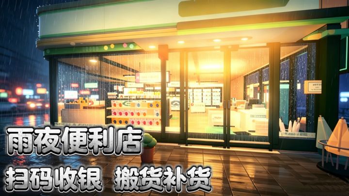 雨夜便利店🏪 走进 3D便利店,给客人扫码收银,现磨咖啡截图