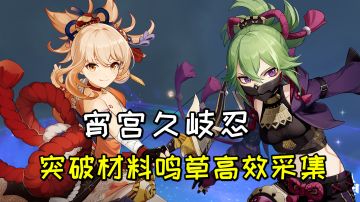 【原神】宵宫久岐忍突破材料鸣草高效采集，5条线路78个